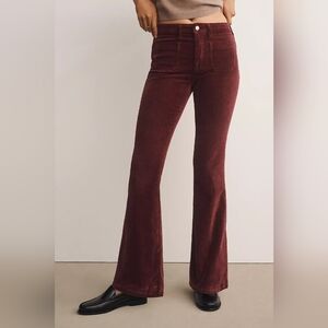 Pilceo High-Rise Flared Corduroy Pants in Deep Wine Size 6